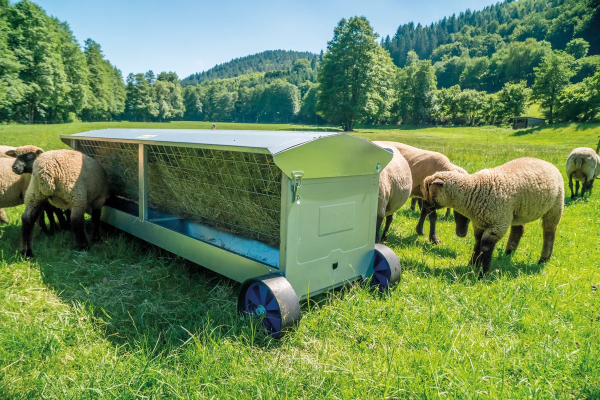 1,25m Schaf-Heuraufe mit Rädern mit Dach