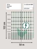 Geflügelnetz Premium, grün, 50m, 106cm, Doppelspitze, elektrif.